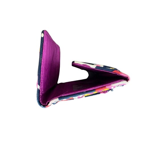 Vera Bradley Painted Paisley Tri-Fold Wallet Window ID Credit Cards Blue Pink - Picture 5 of 8